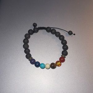Home made Adjustable Volcanic rock chakra bracelet